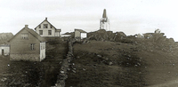 Beiningen med lostårn av tre. Foto: Dr. Jensen ca. 1915.