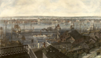 New York, from Brooklyn Heights, 1837. Malt av John W. Hill.