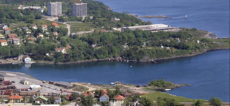 Strømvig i 1967. Foto: Widerøes flyfotosamling/Stavanger byarkiv.