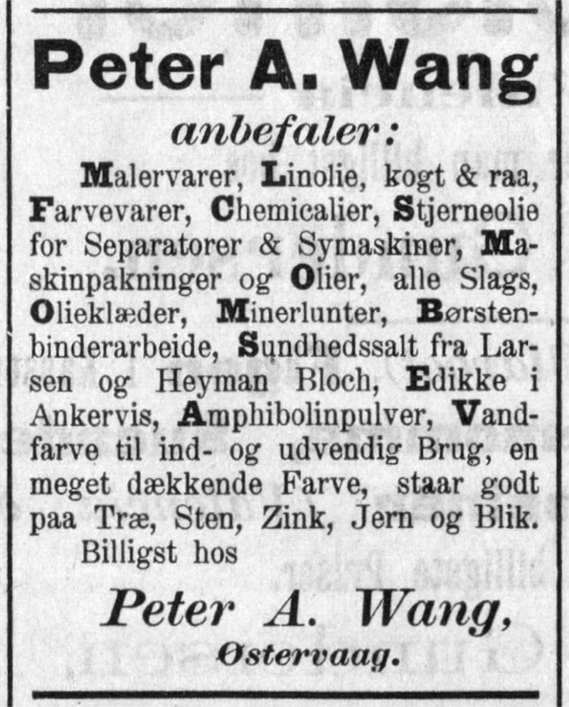 Annonse fra 1882.
